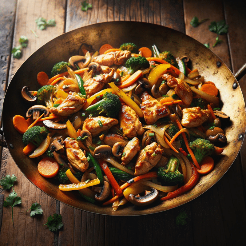 Une recette de wok de légumes et poulet en un tour de main