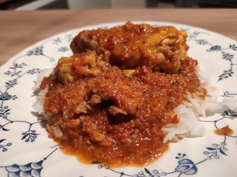 Recette curry de poulet aux pommes et jambon by convicook